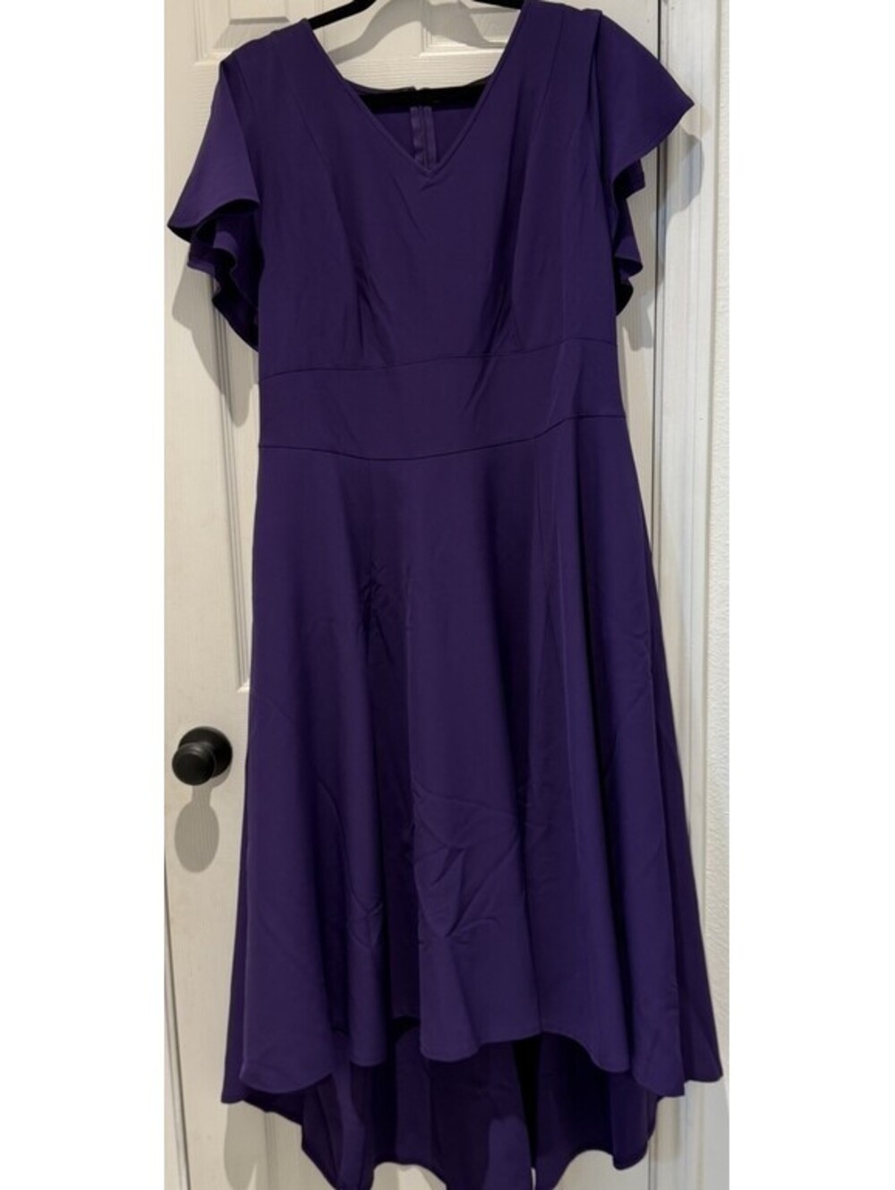 Lane Bryant Women's Purple V-Neck Flutter Sleeve Fit and Flare Dress NWT Sz 16